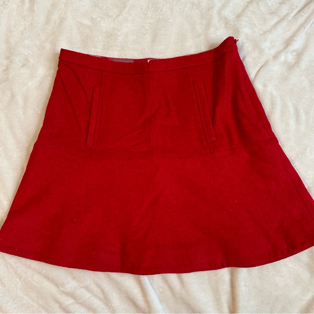 Meadow Rue Red Wool Blend Mini Skater Skirt